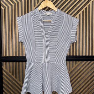 Monteau Navy and White Striped Blouse